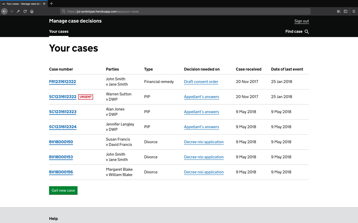 Manage case decisions using components from the HMCTS Design System